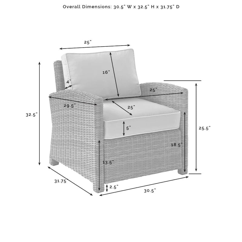 Crosley Bradenton Ensemble de 2 fauteuils d'extérieur en osier - 31.75p x 30.5l x 32.5h