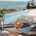 Chic Teak Paris Teak Wood Patio Lounge and Dining Chair, Black and White