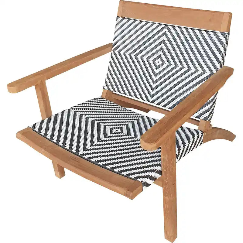 Chaise longue et chaise de salle à manger en bois de teck Chic Teak Paris, noir et blanc