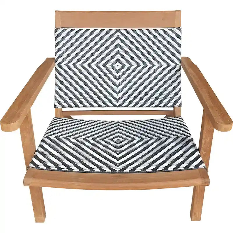 Chaise longue et chaise de salle à manger en bois de teck Chic Teak Paris, noir et blanc