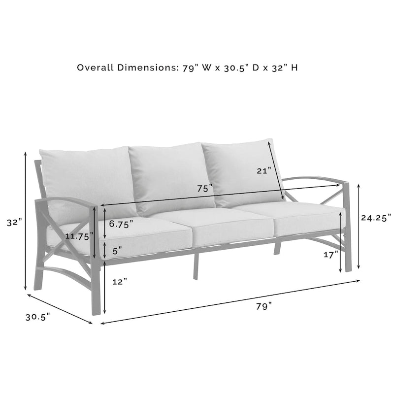 Canapé d'extérieur en métal Kaplan - 79L x 30,5P x 32H