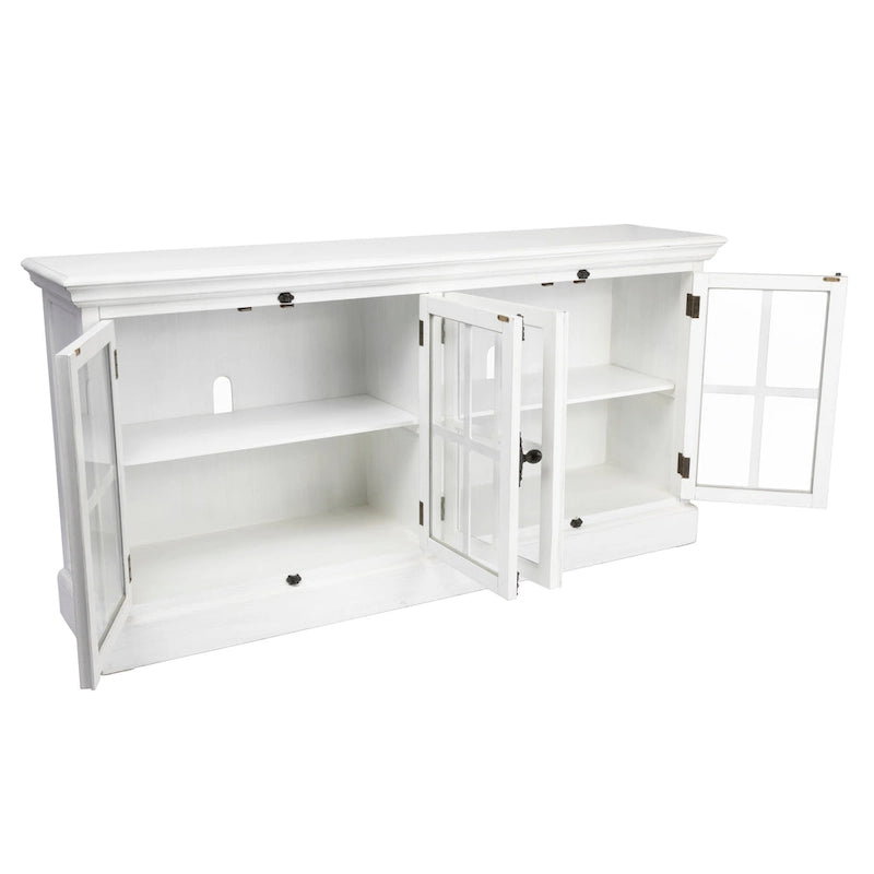 Meuble console média Coventry en chêne blanc à 4 portes - 72 x 17 x 36