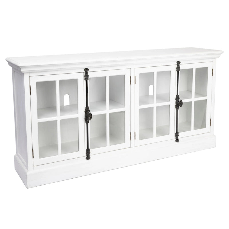 Meuble console média Coventry en chêne blanc à 4 portes - 72 x 17 x 36