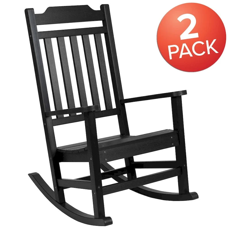 Lot de 2 chaises à bascule en faux bois tout temps - Meubles de patio et de jardin