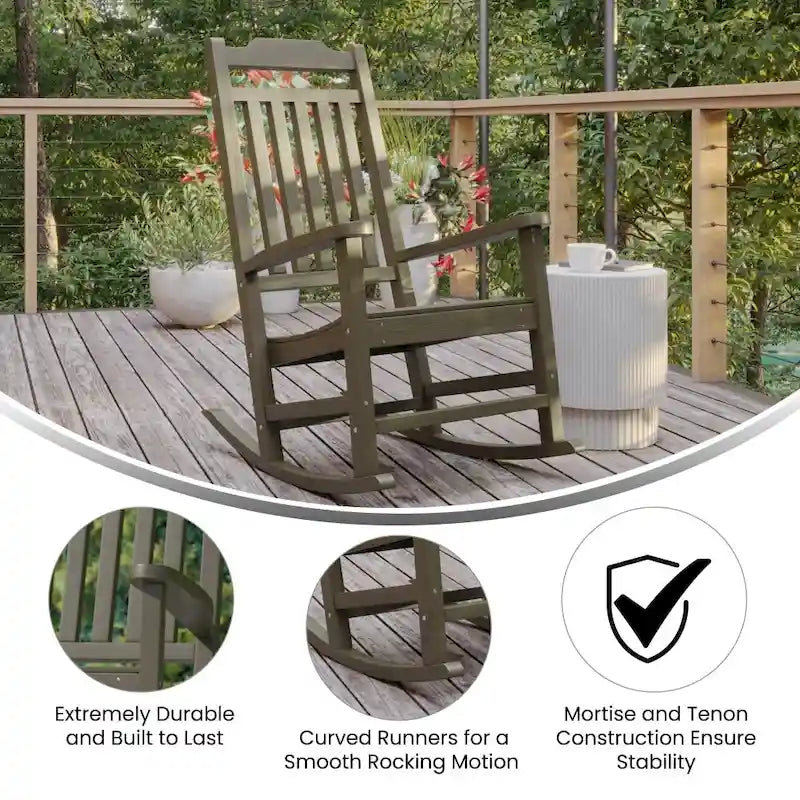 Lot de 2 chaises à bascule en faux bois tout temps - Meubles de patio et de jardin
