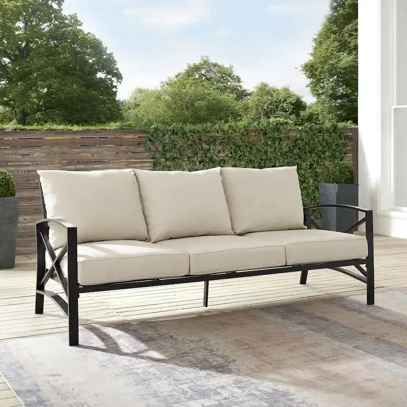 Crosley Kaplan Outdoor Metal Sofa - 79W x 30.5D x 32H