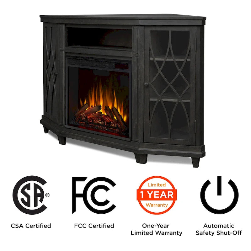 Meuble TV cheminée électrique Lynette 56 gris par Real Flame