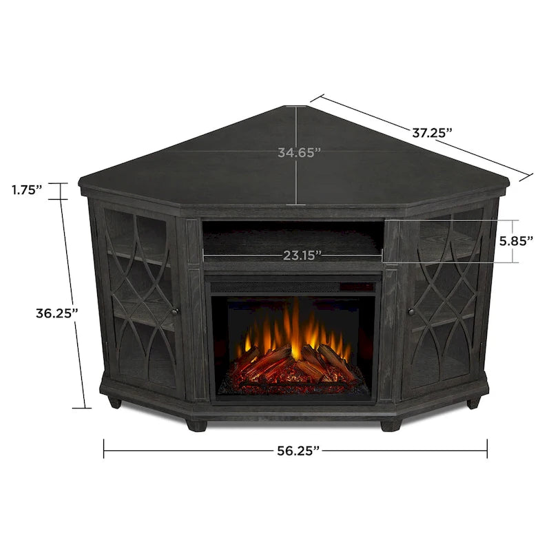 Meuble TV cheminée électrique Lynette 56 gris par Real Flame