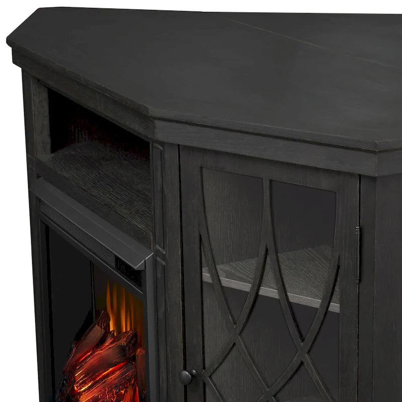 Meuble TV cheminée électrique Lynette 56 gris par Real Flame