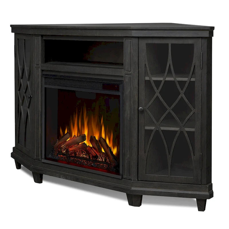 Meuble TV cheminée électrique Lynette 56 gris par Real Flame