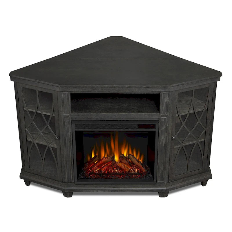 Meuble TV cheminée électrique Lynette 56 gris par Real Flame