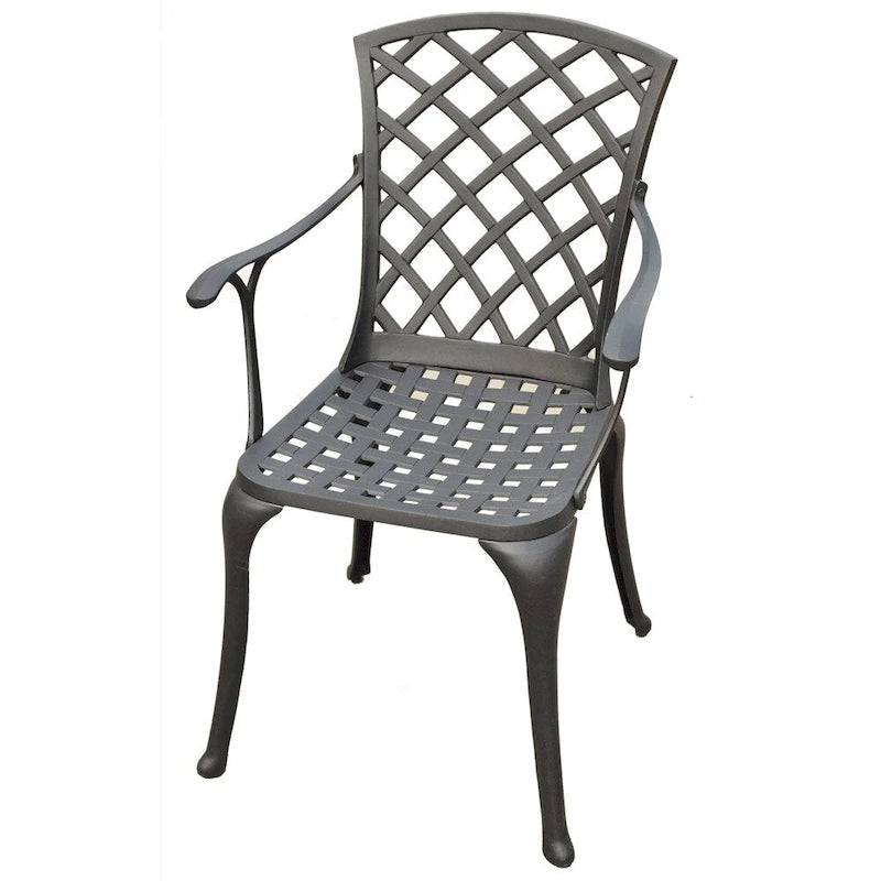 Chaise de jardin à dossier haut et accoudoirs Crosley Sedona en fonte d'aluminium finition noir anthracite (Lot de 2)
