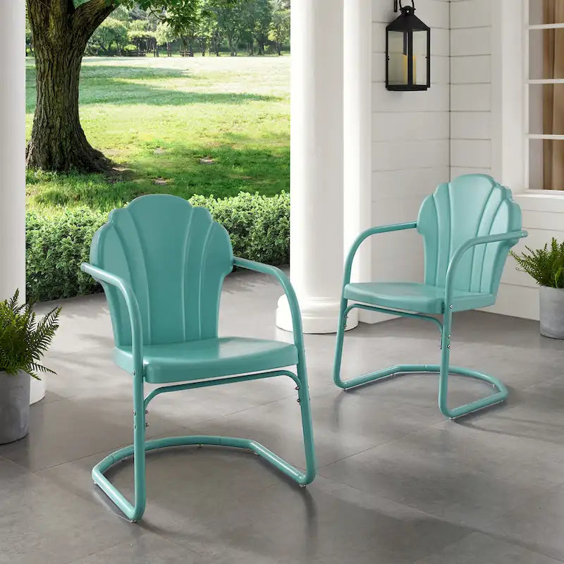 Lot de 2 fauteuils de jardin en métal Crosley Tulip - 24,5 l x 20,5 P x 32,88 H