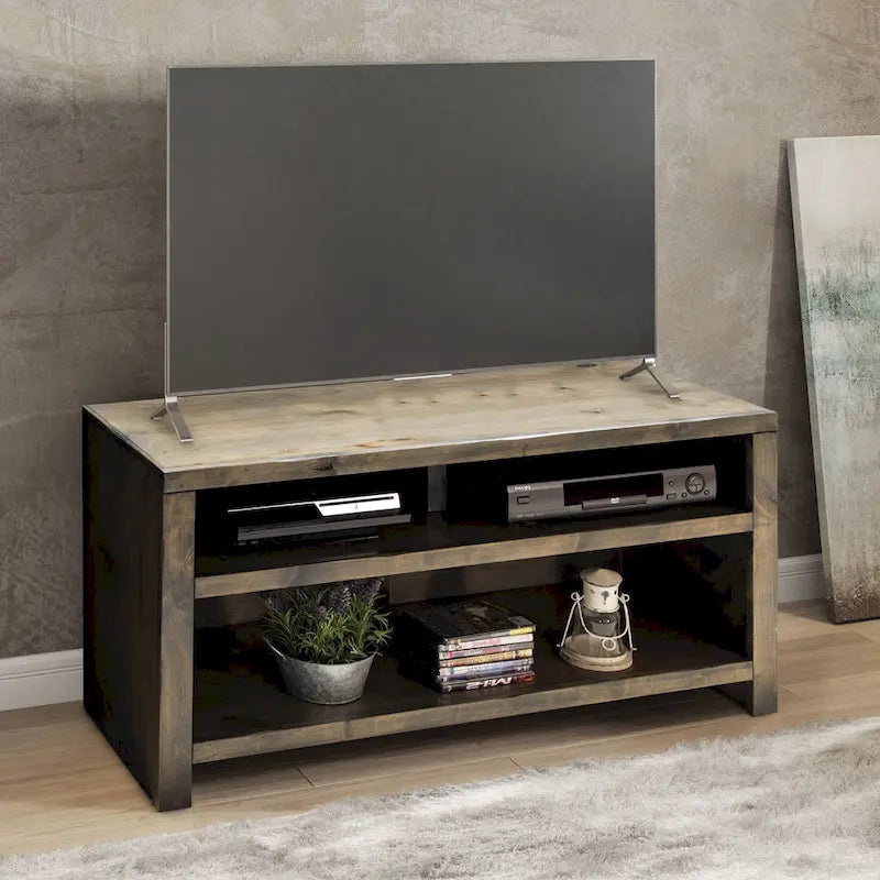 Meuble TV Bridgevine Home Joshua Creek de 48 pouces pour téléviseurs jusqu'à 55 pouces, aucun assemblage requis, finition bois de grange