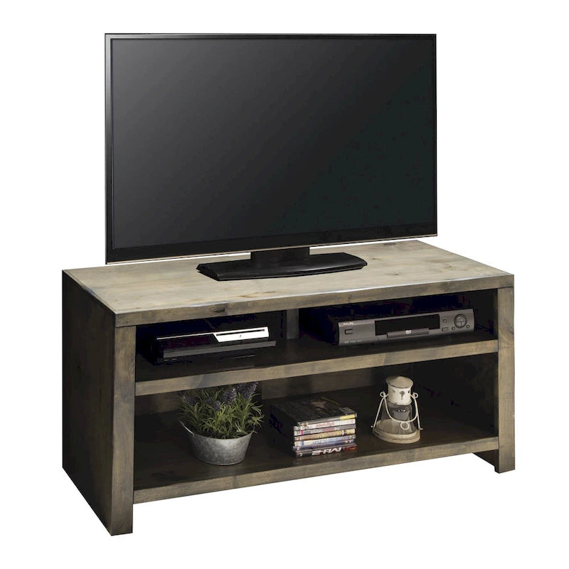 Meuble TV Bridgevine Home Joshua Creek de 48 pouces pour téléviseurs jusqu'à 55 pouces, aucun assemblage requis, finition bois de grange