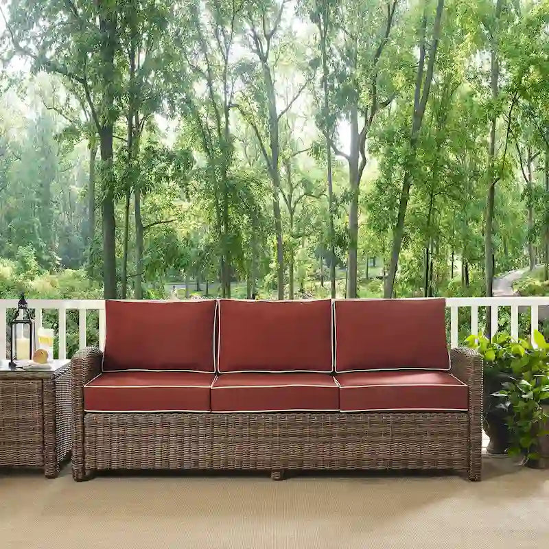 Canapé Crosley Bradenton avec coussins Sangria – 80,6d x 204,5 x 82,5h