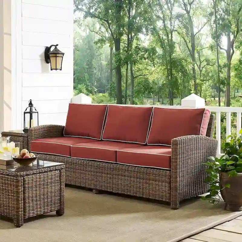 Crosley Bradenton Sofa with Sangria Cushions - 31.75d x 80.5 x 32.5h