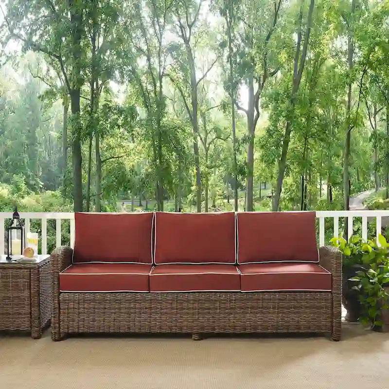 Canapé Crosley Bradenton avec coussins Sangria – 80,6d x 204,5 x 82,5h