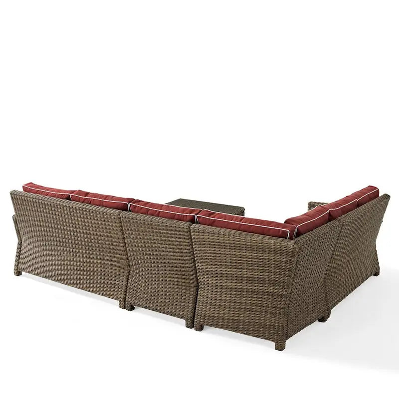 Ensemble de mobilier d'extérieur 5 pièces en osier Crosley Bradenton avec coussins sangria