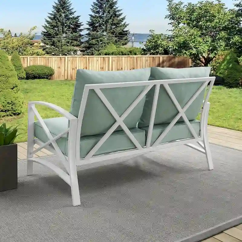 Causeuse d'extérieur en métal Kaplan - 54 L x 30,5 P x 32 H - 54 L x 30,5 P x 32 H