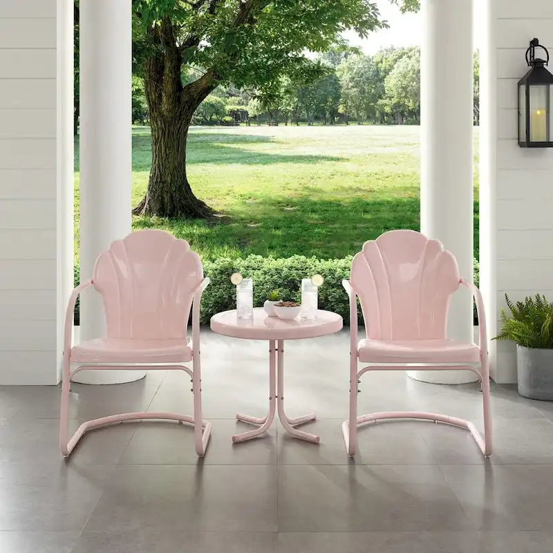 Crosley Tulip 3 Piece Outdoor Metal Armchair Set