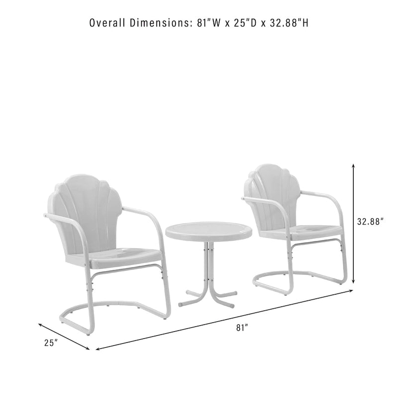 Ensemble de 3 fauteuils d'extérieur en métal Crosley Tulip