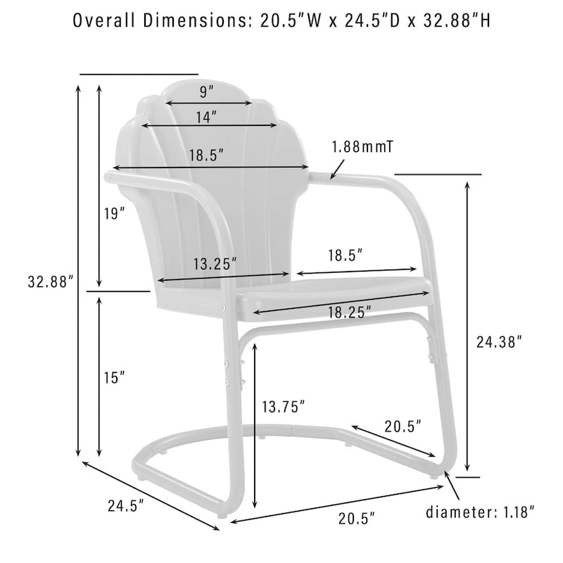Ensemble de 3 fauteuils d'extérieur en métal Crosley Tulip