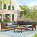 Ensemble de mobilier de jardin 4 pièces en bois d'acacia avec canapé sectionnel