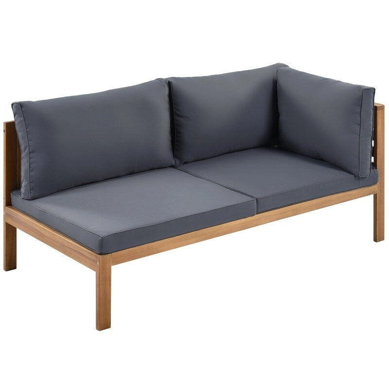 Ensemble de mobilier de jardin 4 pièces en bois d'acacia avec canapé sectionnel