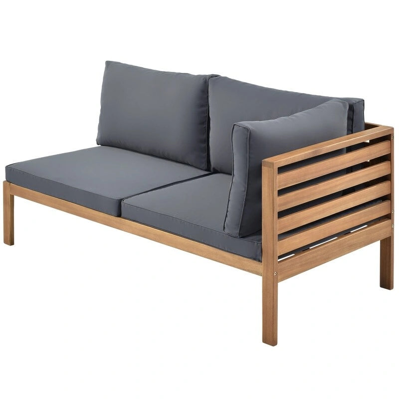 Ensemble de mobilier de jardin 4 pièces en bois d'acacia avec canapé sectionnel