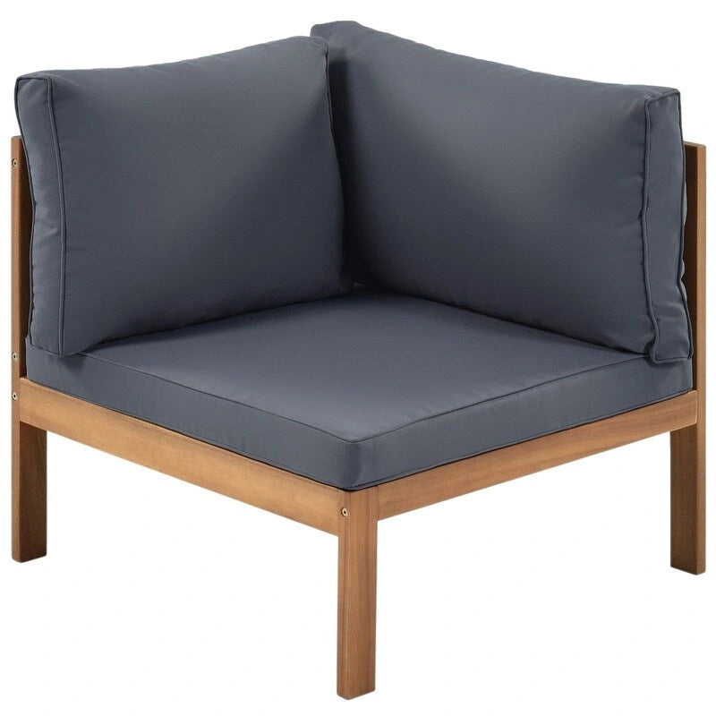 Ensemble de mobilier de jardin 4 pièces en bois d'acacia avec canapé sectionnel