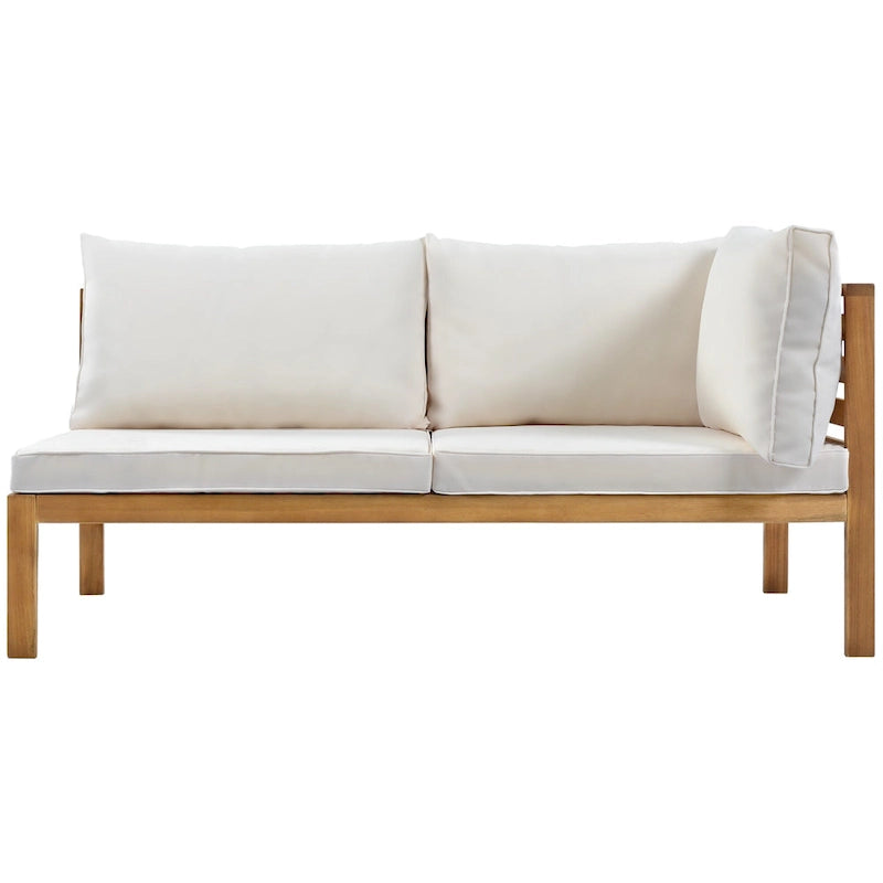 Ensemble de mobilier de jardin 4 pièces en bois d'acacia avec canapé sectionnel