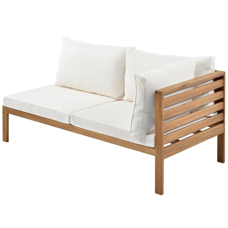 Ensemble de mobilier de jardin 4 pièces en bois d'acacia avec canapé sectionnel