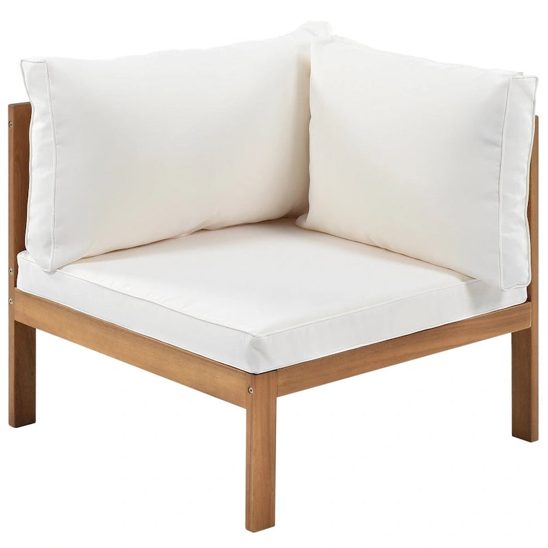 Ensemble de mobilier de jardin 4 pièces en bois d'acacia avec canapé sectionnel
