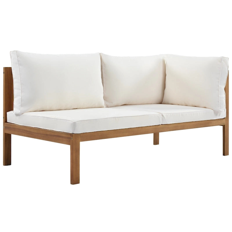 Ensemble de mobilier de jardin 4 pièces en bois d'acacia avec canapé sectionnel
