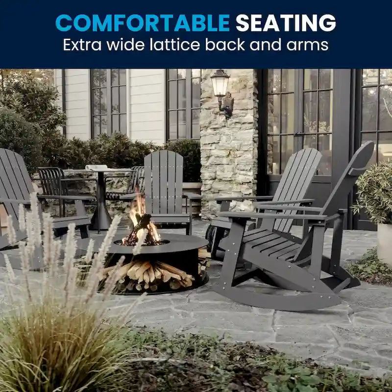 All Weather Polyresin Wood Rocking Adirondack Chair