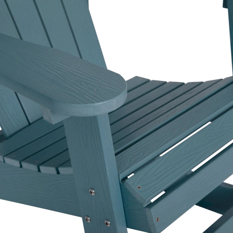 Fauteuil à bascule Adirondack en polyrésine d'aspect bois, résistant aux intempéries