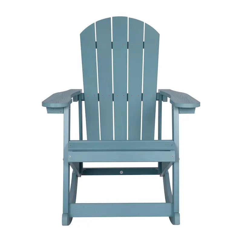 Fauteuil à bascule Adirondack en polyrésine d'aspect bois, résistant aux intempéries