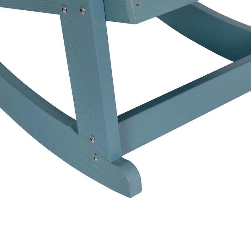 Fauteuil à bascule Adirondack en polyrésine d'aspect bois, résistant aux intempéries