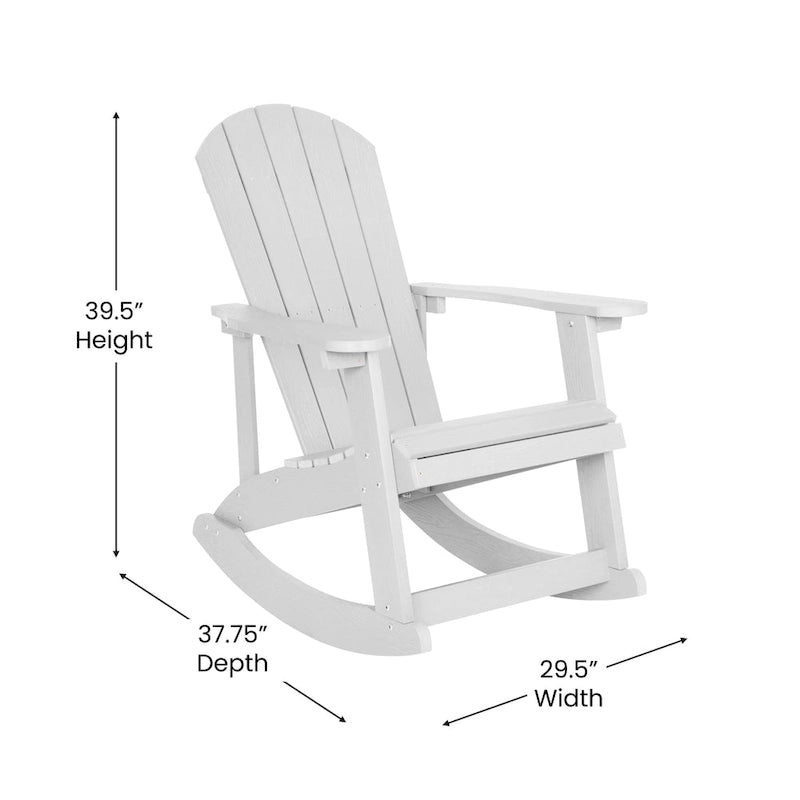 Fauteuil à bascule Adirondack en polyrésine d'aspect bois, résistant aux intempéries