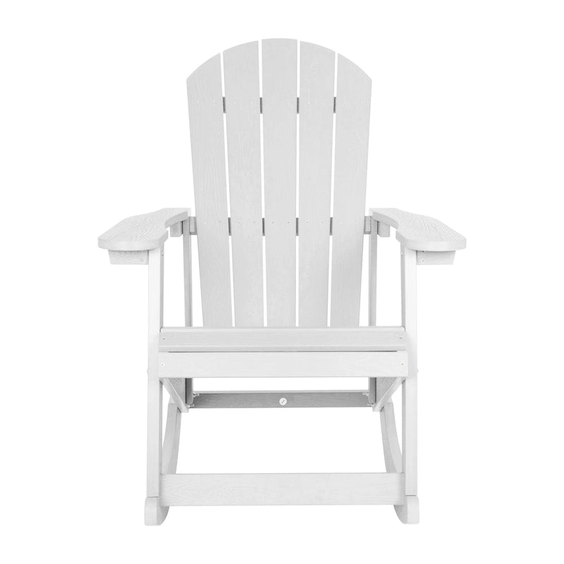 Fauteuil à bascule Adirondack en polyrésine d'aspect bois, résistant aux intempéries
