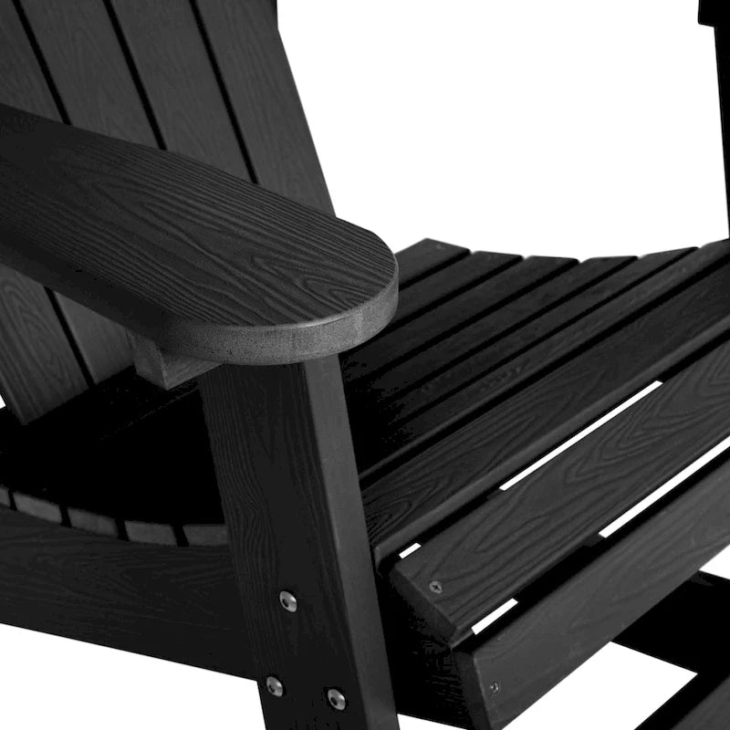 Fauteuil à bascule Adirondack en polyrésine d'aspect bois, résistant aux intempéries