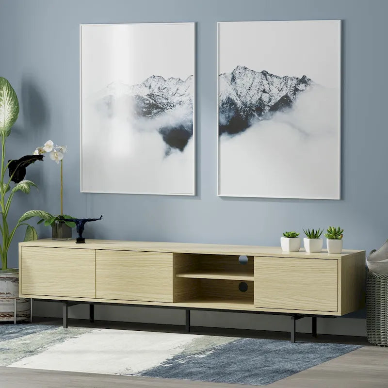 Meuble TV bas moderne du milieu du siècle Glenwillow Home Atlas 78 x 20