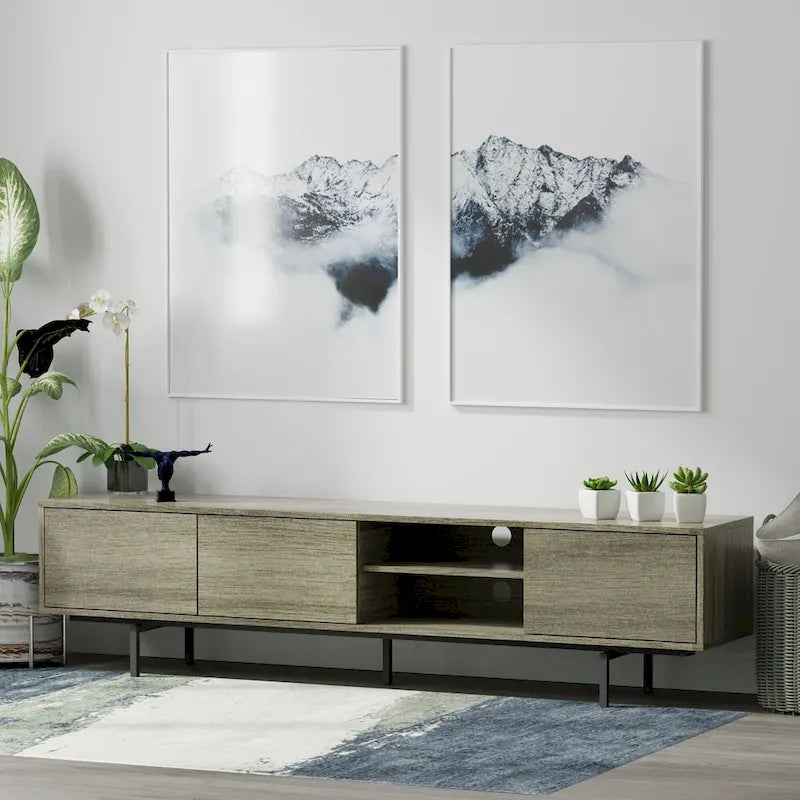 Meuble TV bas moderne du milieu du siècle Glenwillow Home Atlas 78 x 20