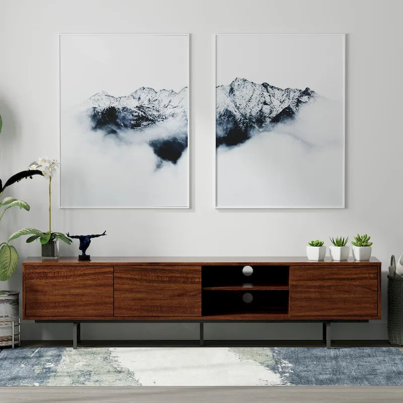 Meuble TV bas moderne du milieu du siècle Glenwillow Home Atlas 78 x 20