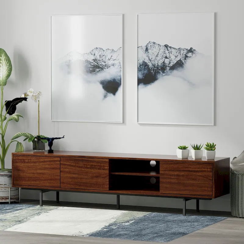 Meuble TV bas moderne du milieu du siècle Glenwillow Home Atlas 78 x 20