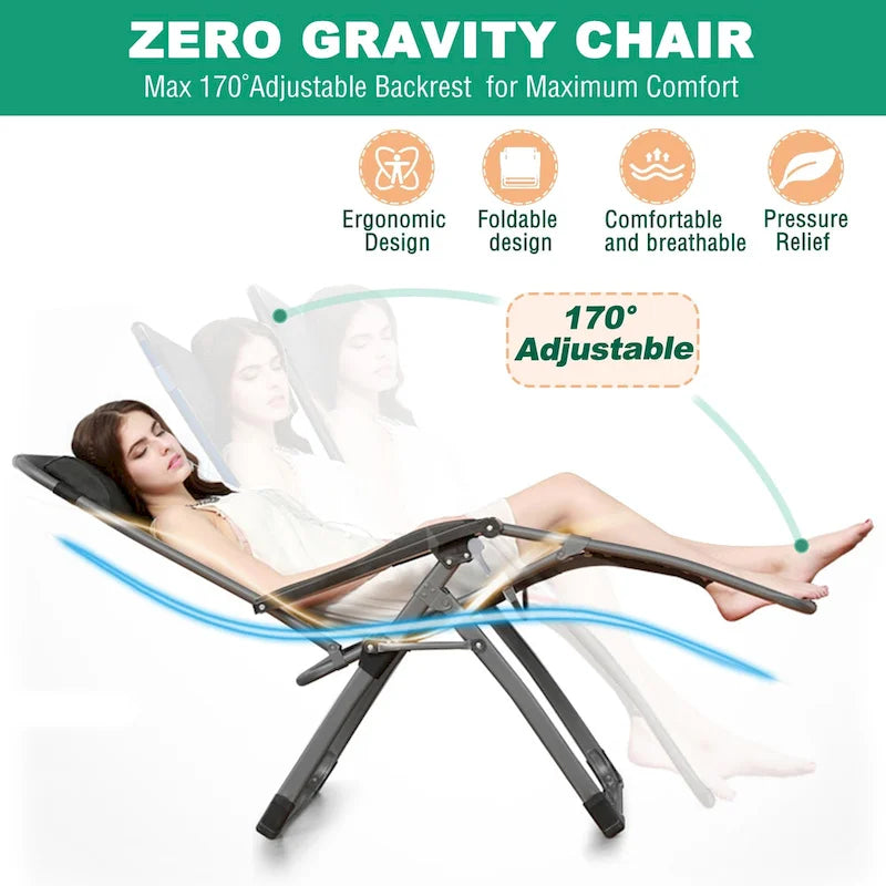 Chaise longue zéro gravité avec coussin amovible - 262845