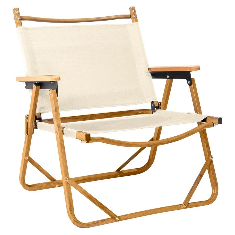 Chaise de camping en aluminium à cadre unique avec revêtement en spray imitation bois