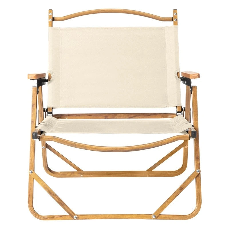 Chaise de camping en aluminium à cadre unique avec revêtement en spray imitation bois