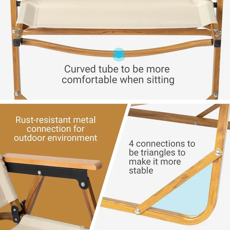 Chaise de camping en aluminium à cadre unique avec revêtement en spray imitation bois